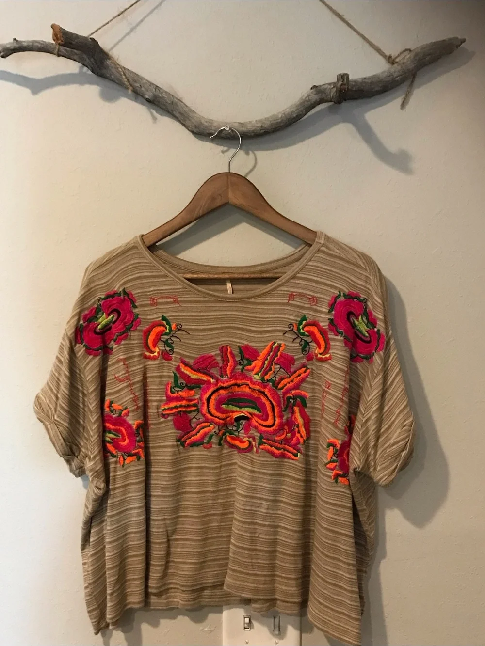 Free People Catalunya Embroidered Mushroom Combo Oversized Top
